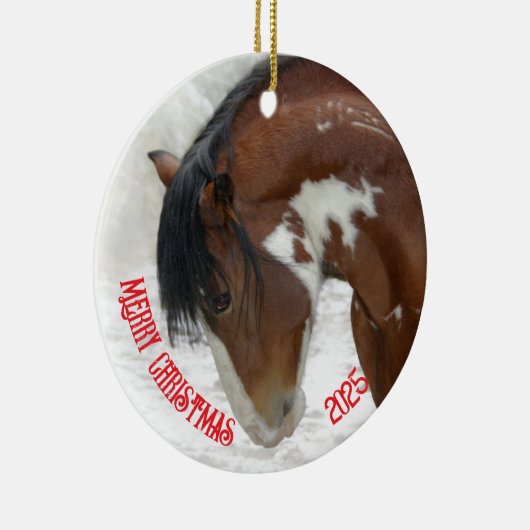 Thunder in Snow Horse Kerstmis Keramisch Ornament (Rechts)