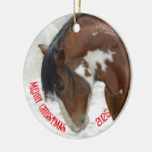 Thunder in Snow Horse Kerstmis Keramisch Ornament (Links)