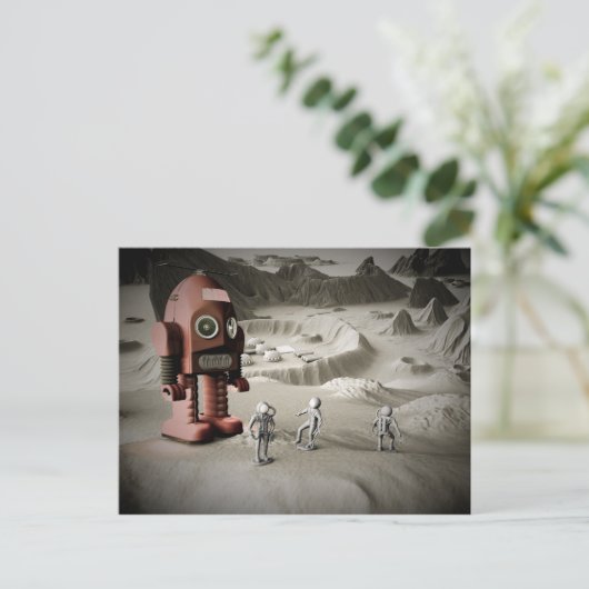 Thunder Robot en Speelgoed Spacemen Retro Styled P Briefkaart (Staand voorkant)