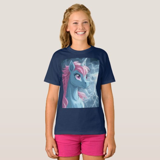 Thunder Unicorn van dichtbij T-shirt (Voorkant volledig)