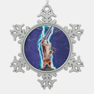 Thunder warrior cat tin sneeuwvlok ornament