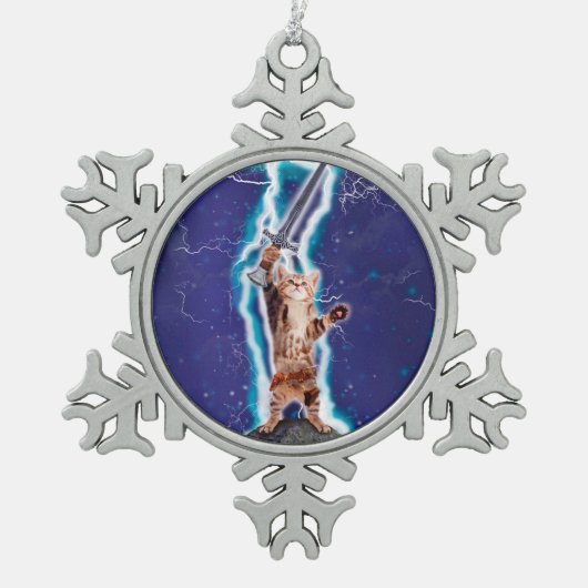 Thunder warrior cat tin sneeuwvlok ornament (Voorkant)