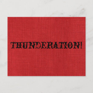 THUNDERATION! ouderwets lettertype op Red Linen Ph Briefkaart