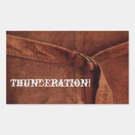 THUNDERATION! ouderwetse witte lettertype op Suede Rechthoekige Sticker
