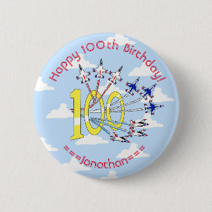 Thunderbird 100th Blue Sky Birthday Badge Ronde Button 5,7 Cm