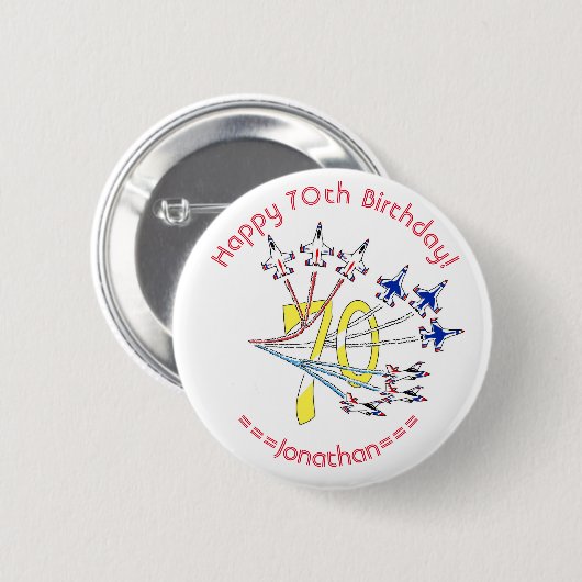 Thunderbird 70th Birthday Badge Ronde Button 5,7 Cm (Voorkant /achterkant)