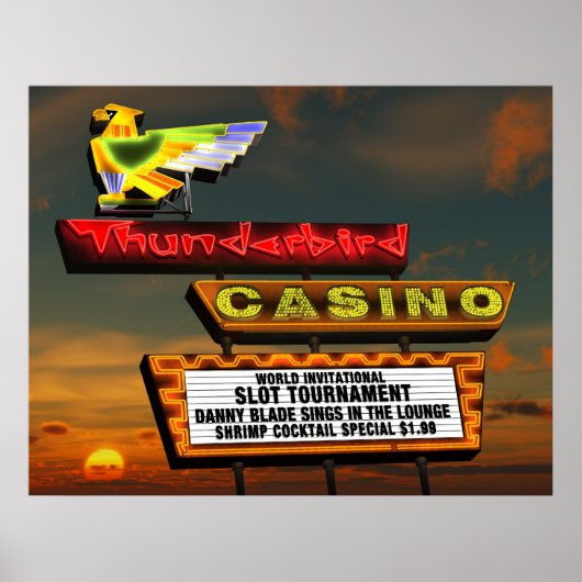 Thunderbird Casino Sign Las Vegas Retro Poster (Voorkant)