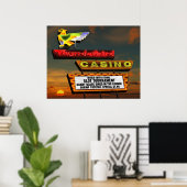 Thunderbird Casino Sign Las Vegas Retro Poster (Thuiskantoor)