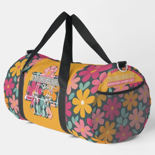 Thunderbird Golf Duffle Bag – bloemen + sinaasappe Plunjezak (Rechterhoek)