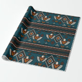 Thunderbird Native Spirit Tribal Pattern Gift Wrap Cadeaupapier (Uitgerold)