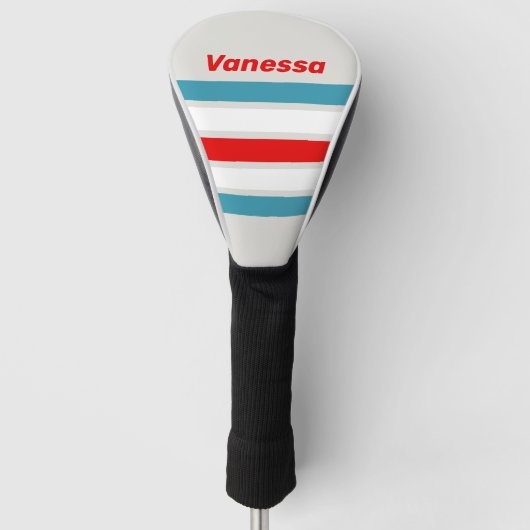 Thunderbird over Strepen met Naam Golfheadcover (Voorkant)