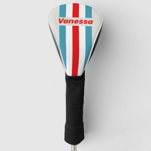 Thunderbird Pin Gestreept met Naam Golfheadcover (Voorkant)