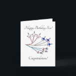 Thunderbird Son Birthday Card White Kaart<br><div class="desc">Wat is een betere manier om de speciale verjaardag van je zoon te vieren dan met een vlieg voorbij door de Thunderbird aerobatic jets, beroemd om hun adembenemende luchtvetten, en voor hun rode, witte en blauwe sporen, vooral wanneer ze over de Verenigde Staten van Amerika vliegen. Stuur een feestelijke vlieg-voorbij...</div>