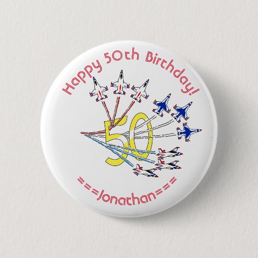 Thunderbirds 50e verjaardag Badge Ronde Button 5,7 Cm (Voorkant)