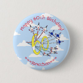 Thunderbirds 60e verjaardagsbadge voor de blauwe l ronde button 5,7 cm