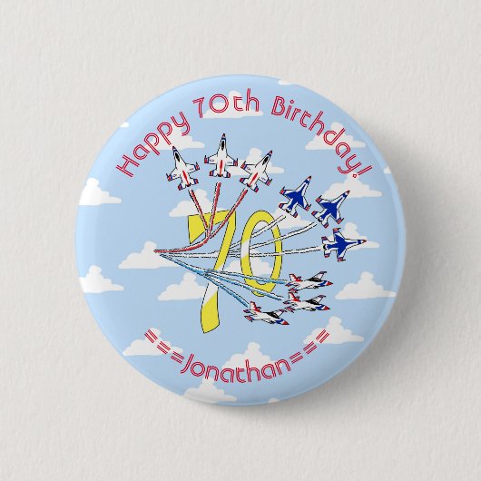 Thunderbirds 70th Blue Sky Verjaardagsbadge Ronde Button 5,7 Cm (Voorkant)