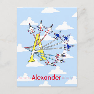 Thunderbirds Blauwe Lucht Initiaal A Ansichtkaart Briefkaart