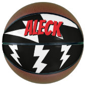 Thunderbolt lightning flash strikes personalized basketbal (Voorkant)