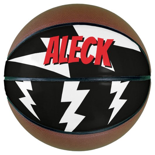 Thunderbolt lightning flash strikes personalized basketbal (Voorkant)