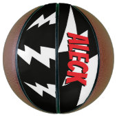Thunderbolt lightning flash strikes personalized basketbal (Verticaal)