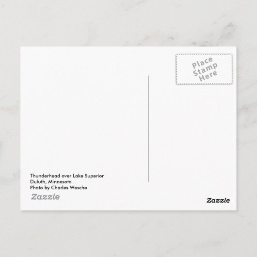 Thunderhead over Lake Superior Briefkaart (Achterkant)