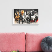 Thundering Hooves - dynamische paardenkudde Canvas Afdruk (Insitu (Woonkamer))