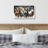 Thundering Hooves - dynamische paardenkudde Canvas Afdruk (Insitu (Slaapkamer))