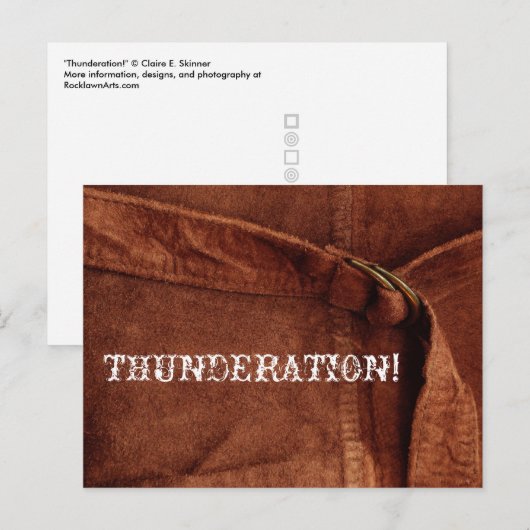THUNDERING! ouderwetse witte tekst op Suede Foto Briefkaart (Voorkant / Achterkant)