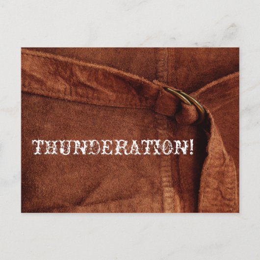 THUNDERING! ouderwetse witte tekst op Suede Foto Briefkaart (Voorkant)