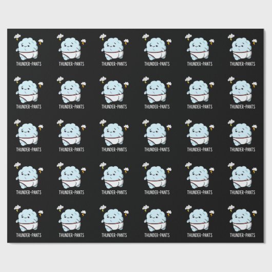 Thunderpants Funny Cloud Weather Pun Dark BG Cadeaupapier (Vlak)