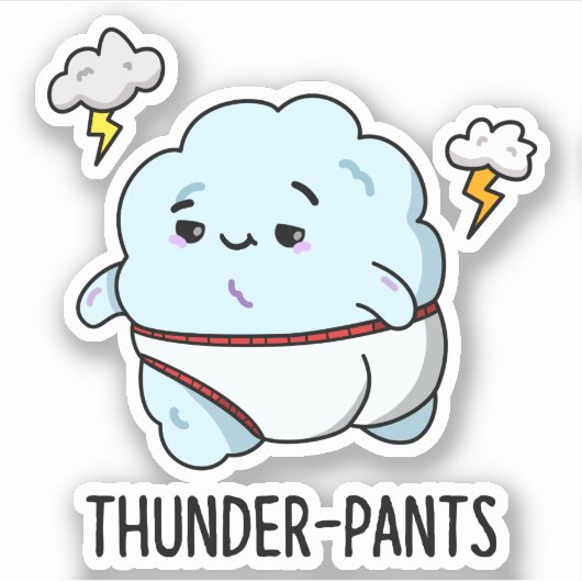 Thunderpants Grappige Cloud Weer Pun Sticker (Voorkant)