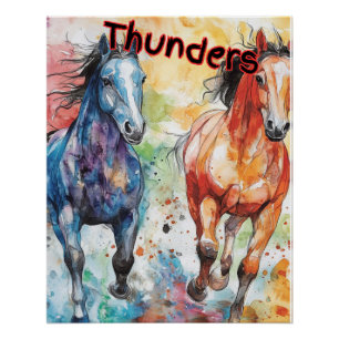 Thunders - Waterverf Paarden Perfect Poster