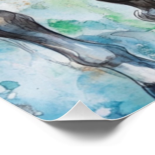 Thunders - Waterverf Paarden Perfect Poster (Hoek)