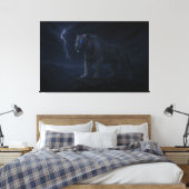 Thunderstorm Blue-Eye White Tiger – Fantasy Art Canvas Afdruk (Insitu (Slaapkamer))