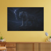 Thunderstorm Blue-Eye White Tiger – Fantasy Art Canvas Afdruk (Insitu (Woonkamer))