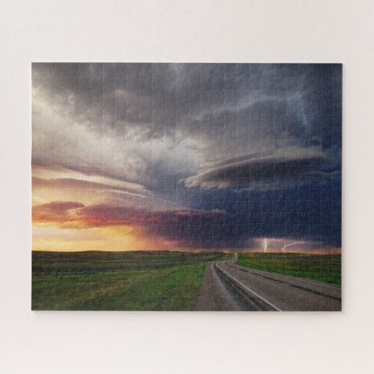 Thunderstorm en bliksem op Sunset in Wyoming Legpuzzel (Horizontaal)