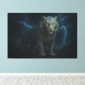 Thunderstorm Golden-Eyed White Tiger | ManJiangHon Canvas Afdruk (Insitu (Houten vloer))