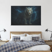 Thunderstorm Golden-Eyed White Tiger | ManJiangHon Canvas Afdruk (Insitu (Slaapkamer))
