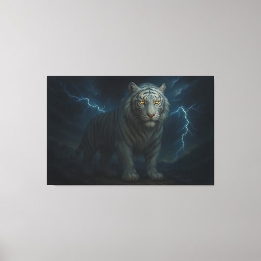 Thunderstorm Golden-Eyed White Tiger | ManJiangHon Canvas Afdruk (Voorkant)
