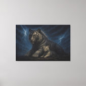 Thunderstorm Guardian White Tiger & Cub – Fantasy Canvas Afdruk (Voorkant)