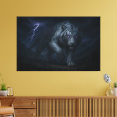Thunderstorm King White Tiger – Fantasy Art Canvas Afdruk (Insitu (Woonkamer))