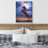 Thunderstorm Rearing Horse Power Art Canvas Afdruk (Insitu (Slaapkamer))
