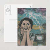Thunderstorm Retro Woman Briefkaart (Voorkant / Achterkant)