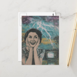 Thunderstorm Retro Woman Briefkaart