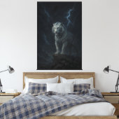Thunderstorm White Tiger – Storm King Mythic Beast Canvas Afdruk (Insitu (Slaapkamer))