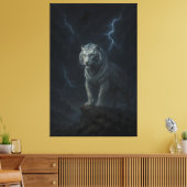Thunderstorm White Tiger – Storm King Mythic Beast Canvas Afdruk (Insitu (Woonkamer))