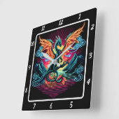 Thunderstrike Neon Dragon Vierkante Klok (Hoek)
