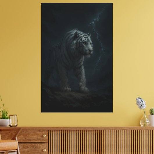 Thunderstrike White Tiger – Stormborn King Canvas Afdruk (Insitu (Woonkamer))