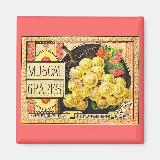 Thurber Muscat druiven -  krat label Magneet (Voorkant)