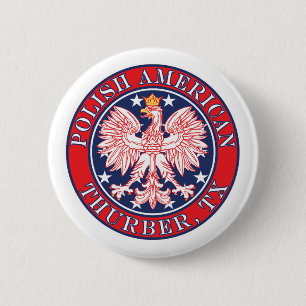 Thurber Texas Poolse Amerikaanse adelaar Ronde Button 5,7 Cm